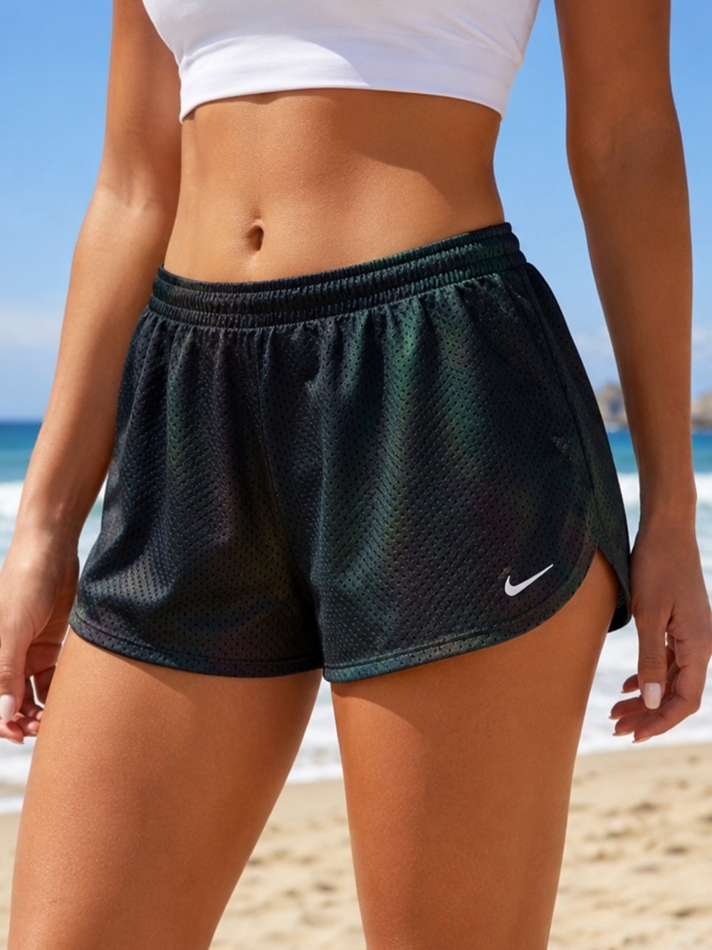 Nike Women’s Dri-FIT Mesh Running Shorts Black Size Large